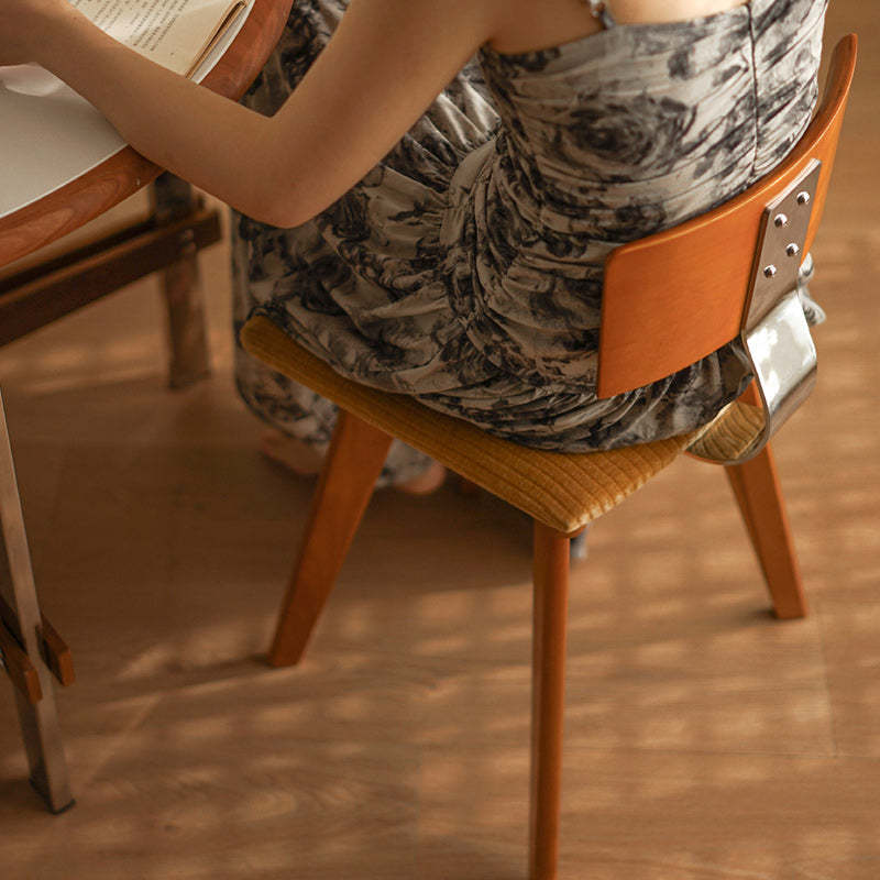 French Striped Velvet Splayed Dining Chair