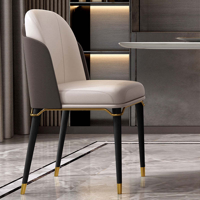 Contemporary Leather Upholstered Dining Chair — White + Coffee