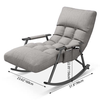 Nordic Curved Fabric Metal Rocking Chair — Gray
