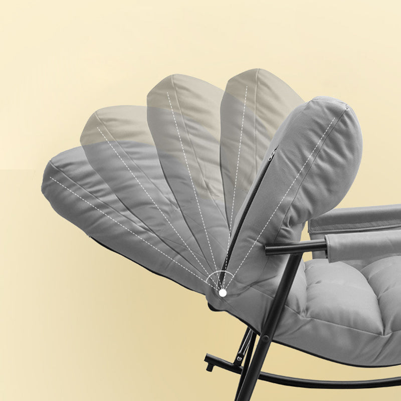 Nordic Curved Fabric Metal Rocking Chair — Yellow