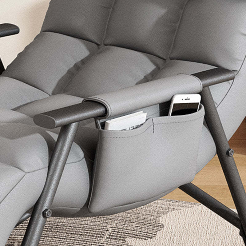 Nordic Curved Fabric Metal Rocking Chair — Blue