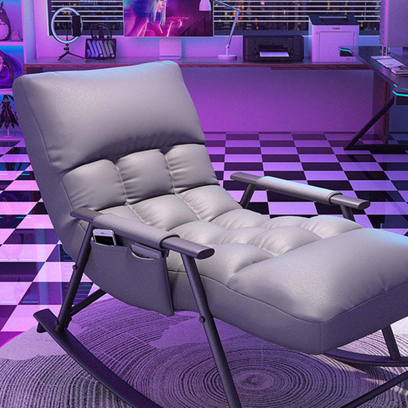 Nordic Curved Fabric Metal Rocking Chair — White