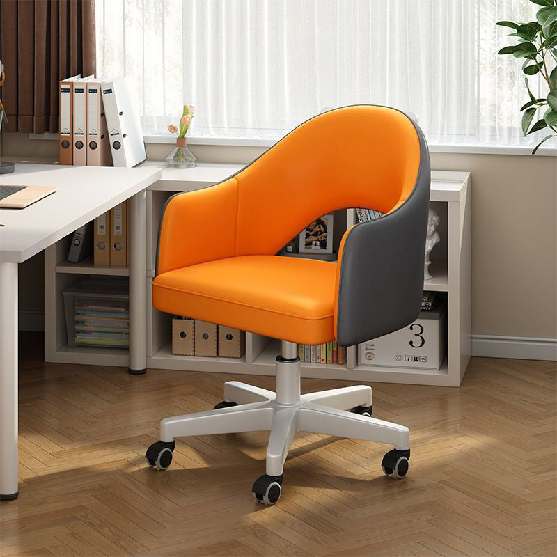Minimalist Curved Leather Swivel Desk Chair