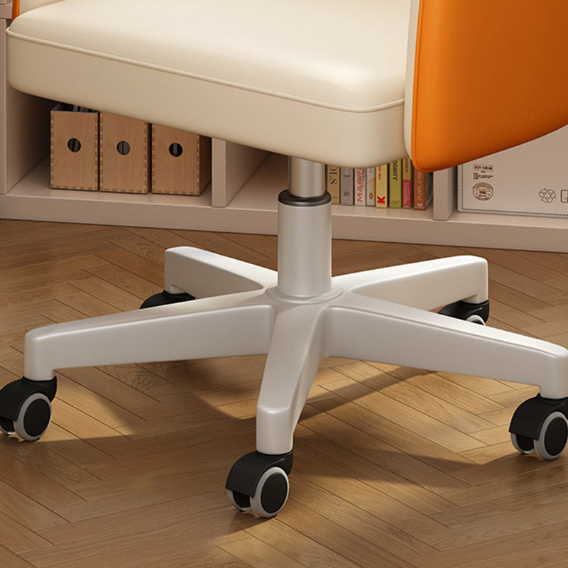 Minimalist Curved Leather Swivel Desk Chair