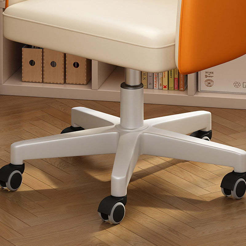 Minimalist Curved Leather Swivel Desk Chair