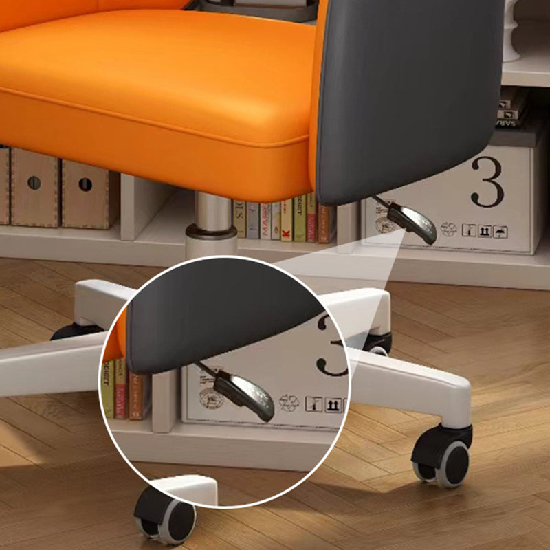 Minimalist Curved Leather Swivel Desk Chair