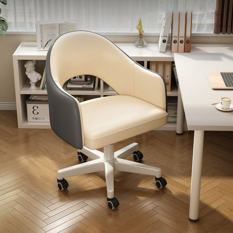 Minimalist Curved Leather Swivel Desk Chair