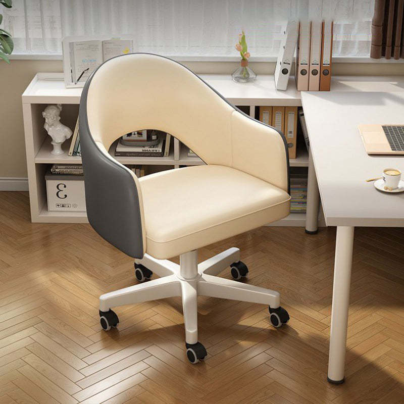 Minimalist Curved Leather Swivel Desk Chair