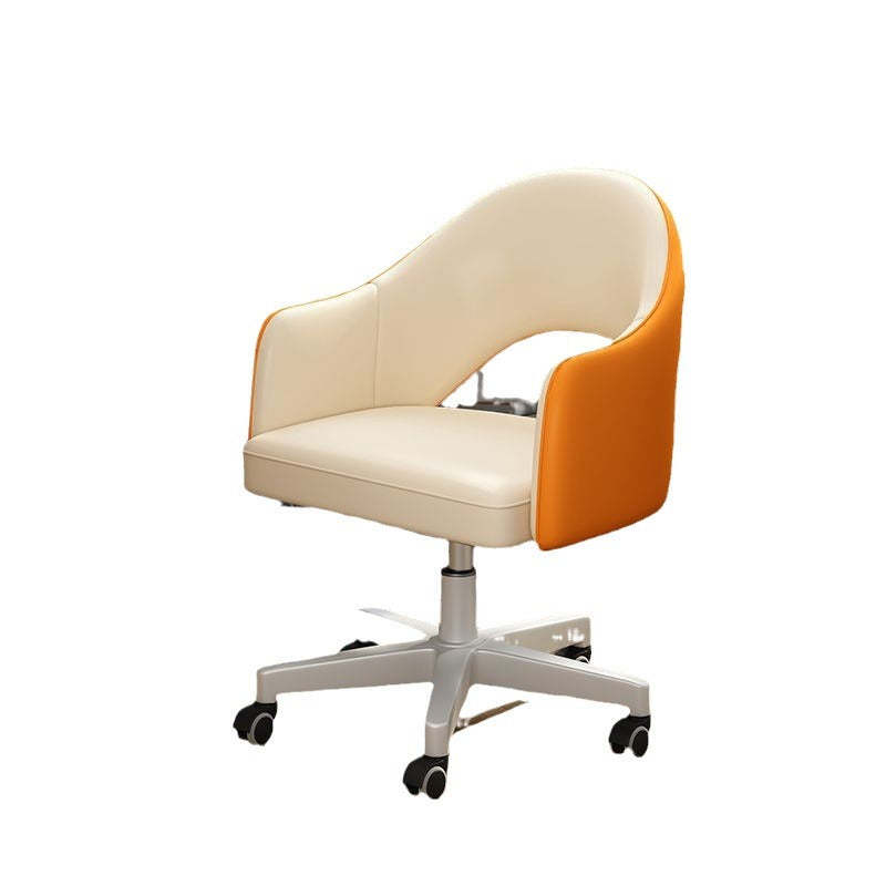 Minimalist Curved Leather Swivel Desk Chair