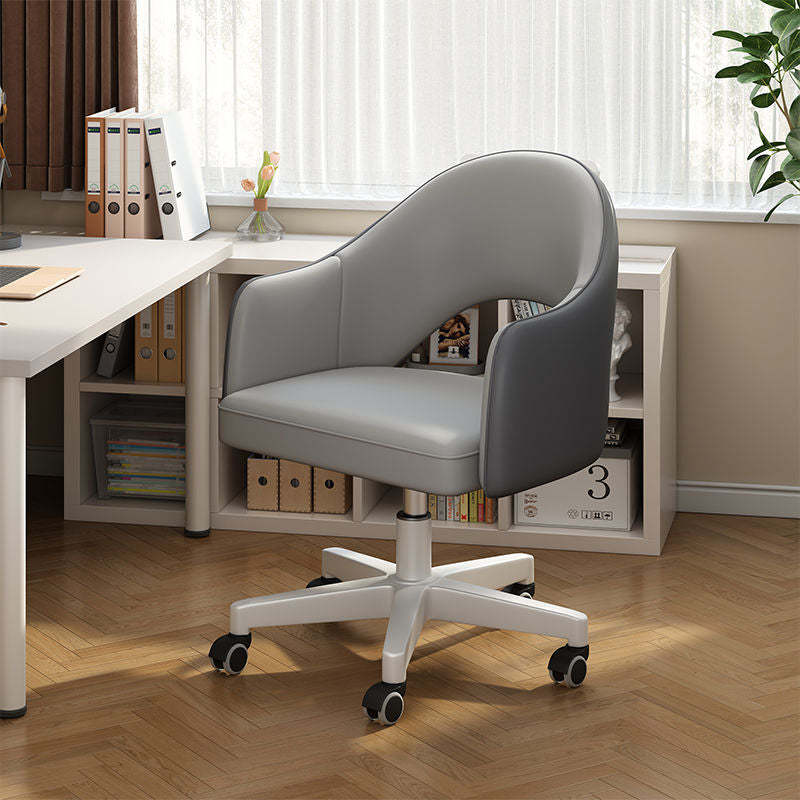Minimalist Curved Leather Swivel Desk Chair