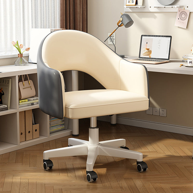 Minimalist Curved Leather Swivel Desk Chair