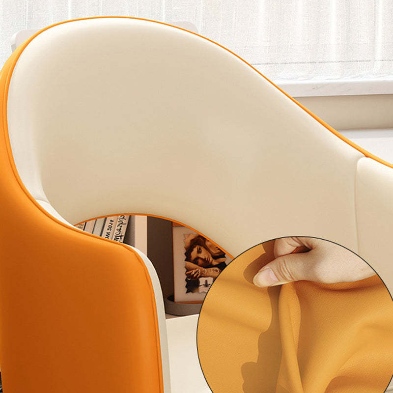 Minimalist Curved Leather Swivel Desk Chair — Dark Grey