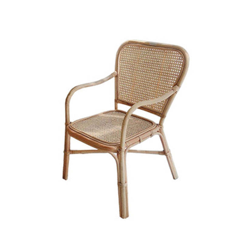 Retro Woven Rattan Dining Chair Armrest