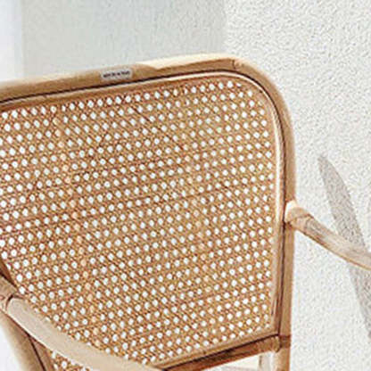 Retro Woven Rattan Dining Chair Armrest