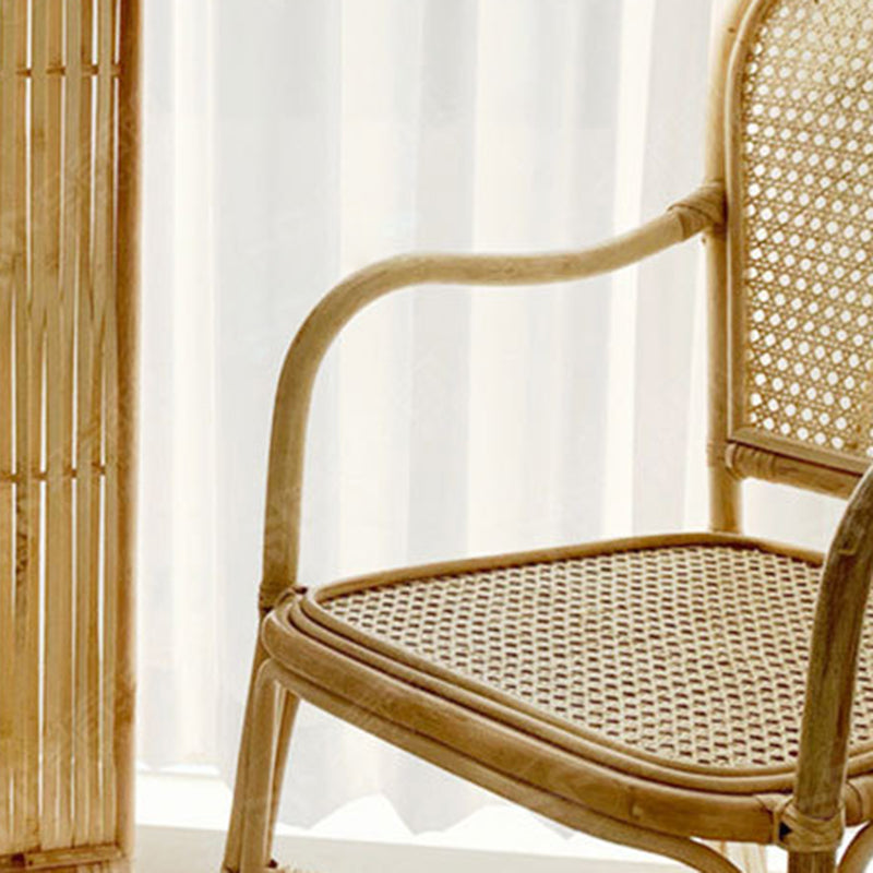 Retro Woven Rattan Dining Chair Armrest