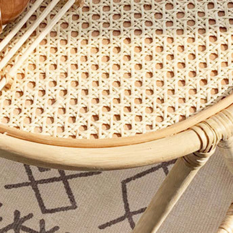Retro Woven Rattan Dining Chair Armrest