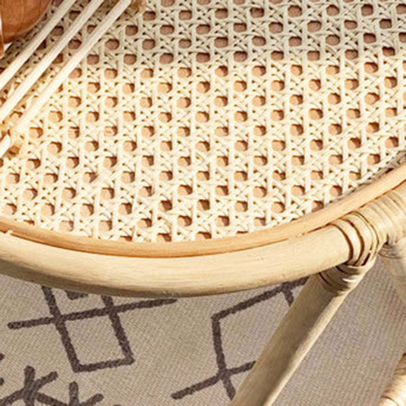 Retro Woven Rattan Dining Chair Armrest