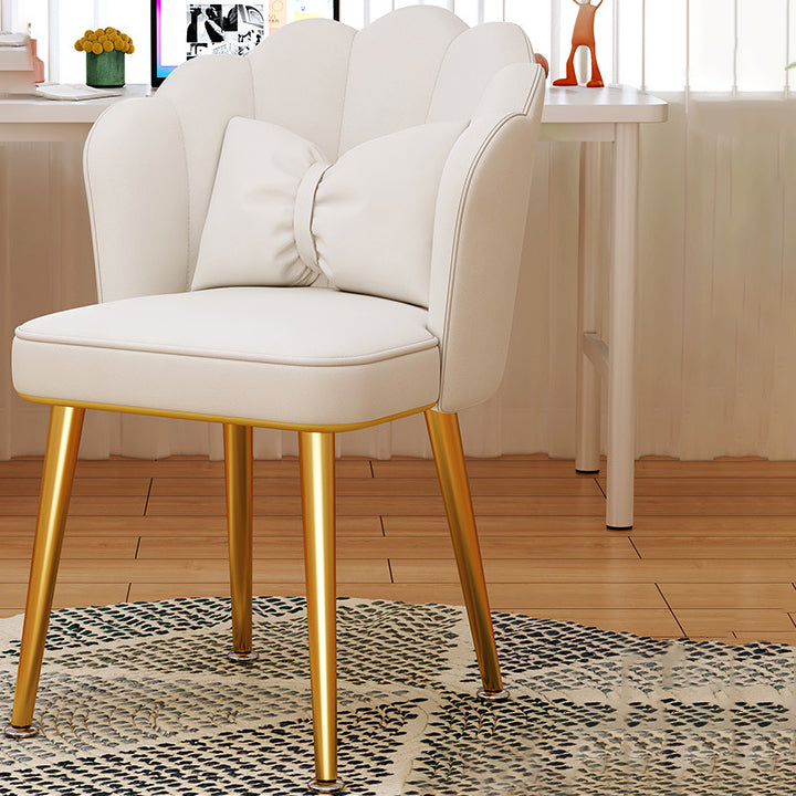 Nordic Velvet Scallop Vanity Stool — Black Legs + Gray Seat