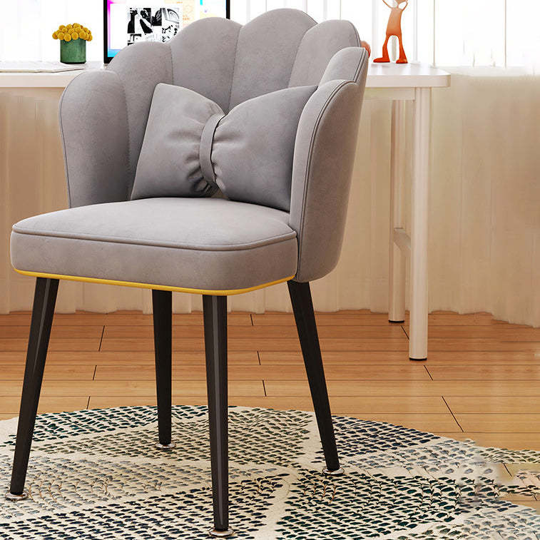 Nordic Velvet Scallop Vanity Stool — Gold Legs + White Seat