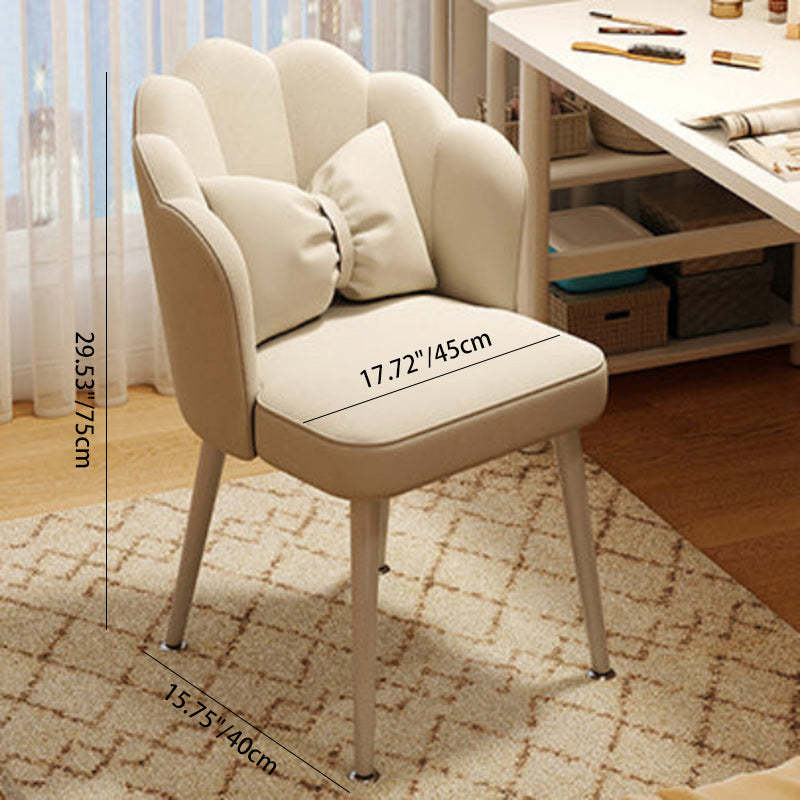Nordic Velvet Scallop Vanity Stool — White Legs + White Seat