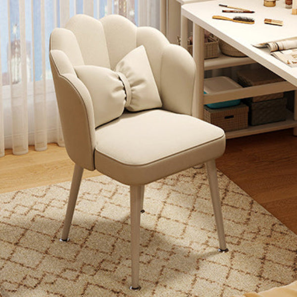 Nordic Velvet Scallop Vanity Stool — Gold Legs + Gray Seat