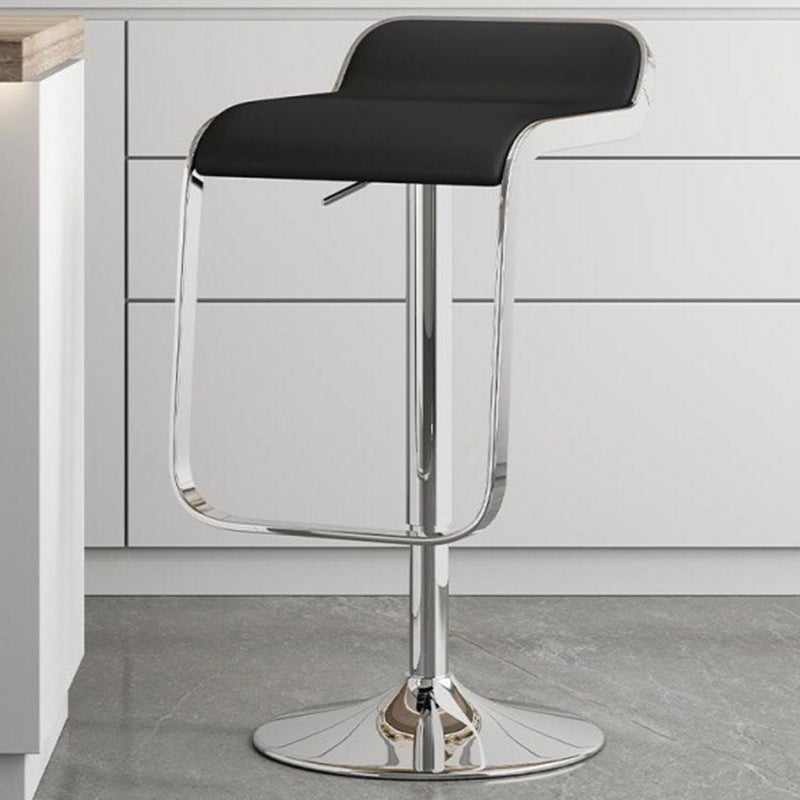 Scandinavian PU Leather Low-Back Bar Stool — Orange