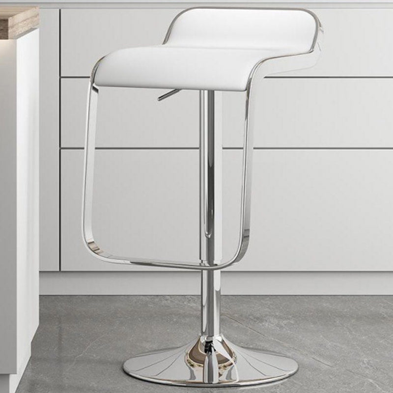 Scandinavian PU Leather Low-Back Bar Stool — Blue