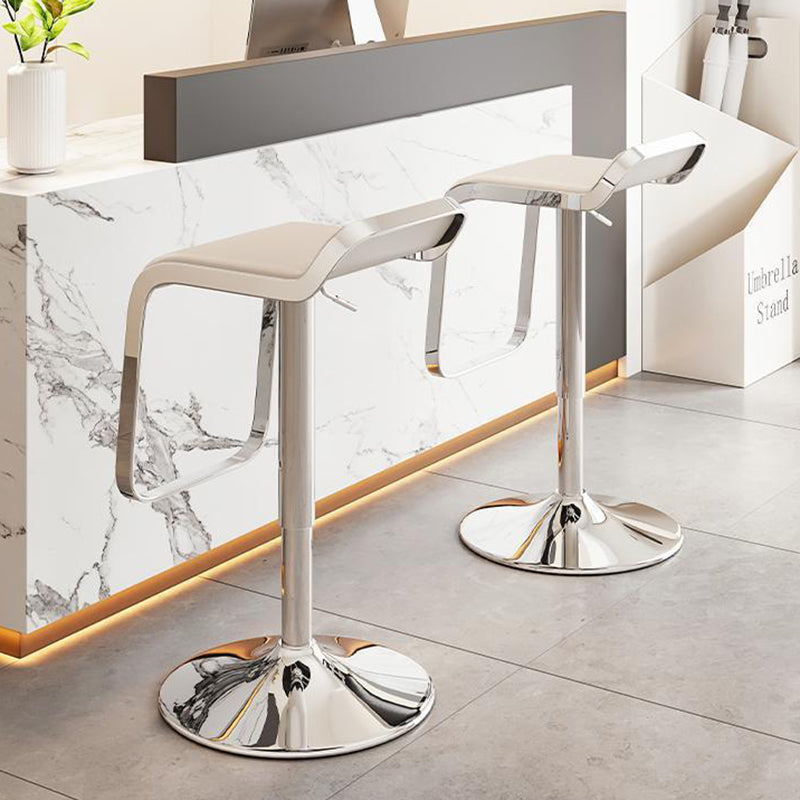 Scandinavian PU Leather Low-Back Bar Stool