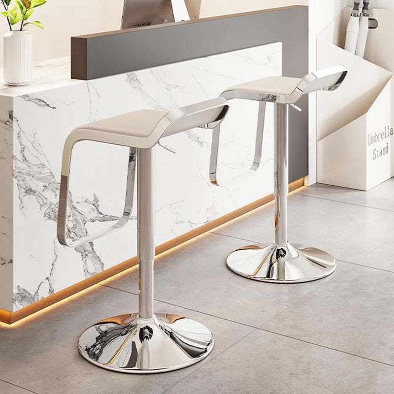 Scandinavian PU Leather Low-Back Bar Stool — Black
