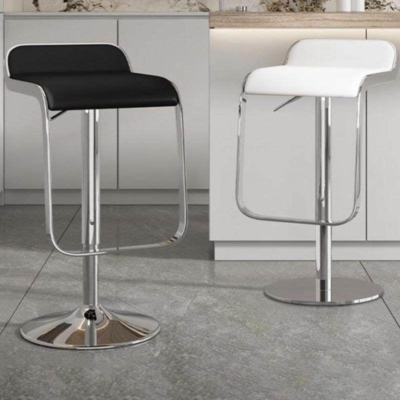 Scandinavian PU Leather Low-Back Bar Stool — Beige