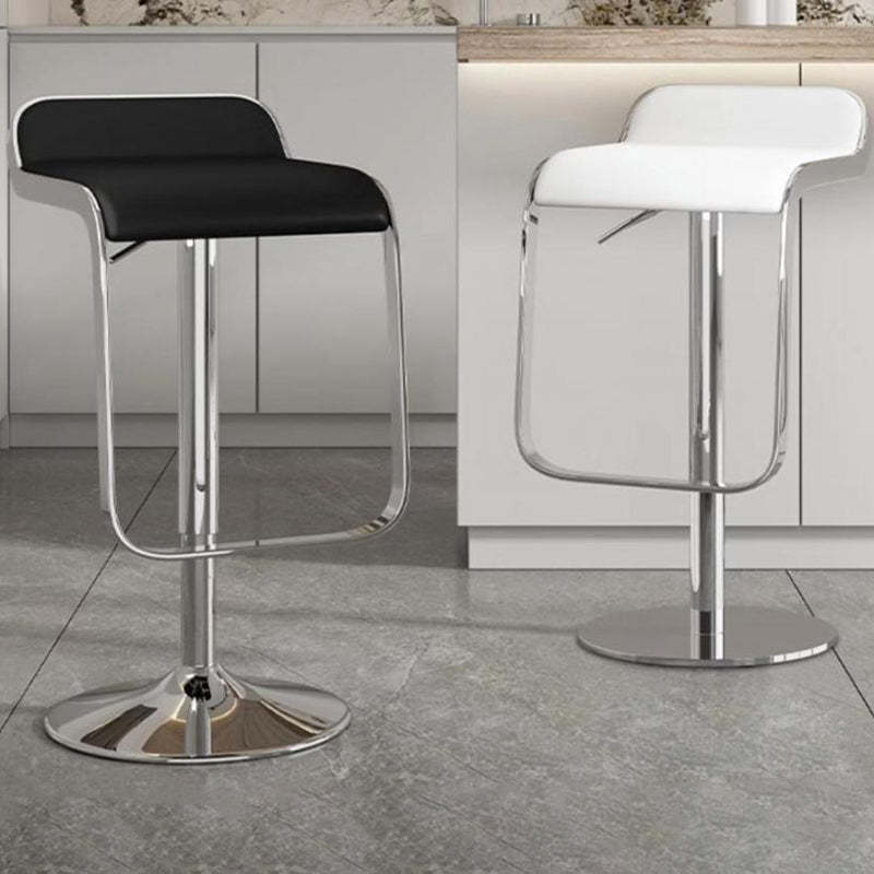 Scandinavian PU Leather Low-Back Bar Stool — Beige