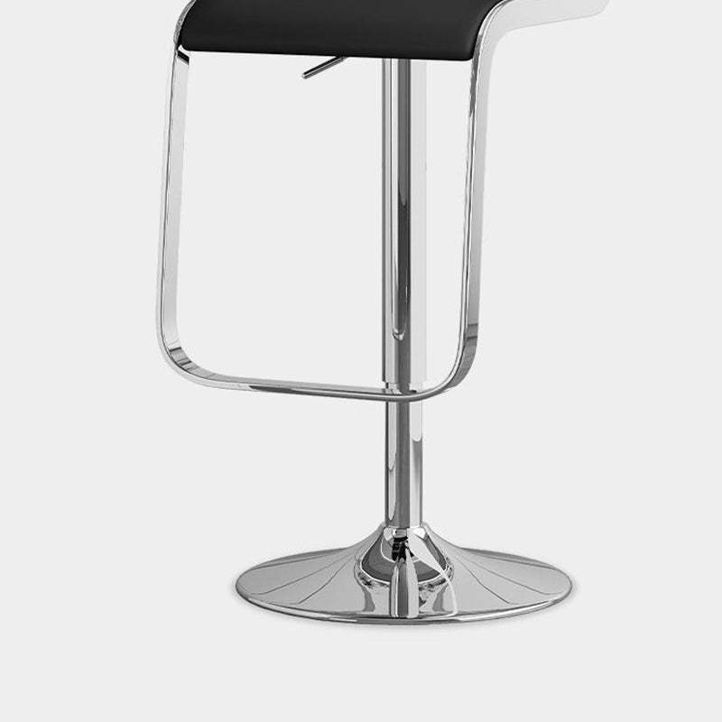 Scandinavian PU Leather Low-Back Bar Stool — Black