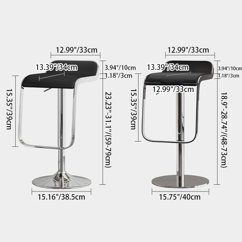 Scandinavian PU Leather Low-Back Bar Stool — Orange
