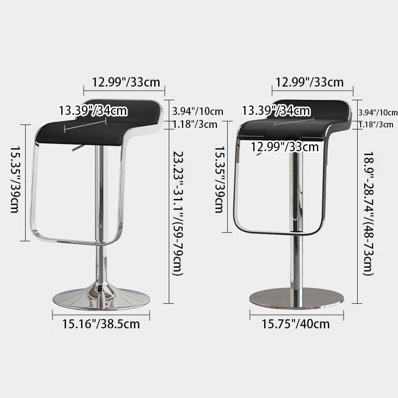 Scandinavian PU Leather Low-Back Bar Stool — Orange