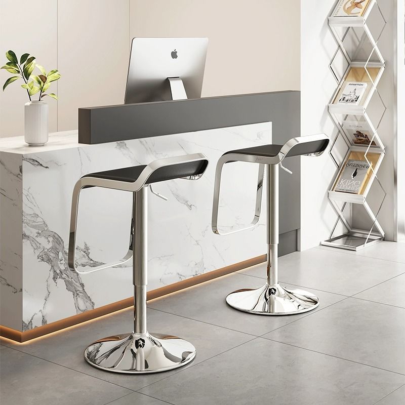 Scandinavian PU Leather Low-Back Bar Stool — White