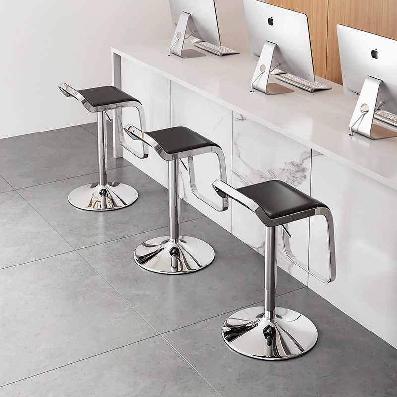 Scandinavian PU Leather Low-Back Bar Stool — White