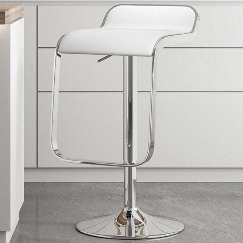 Scandinavian PU Leather Low-Back Bar Stool — Blue