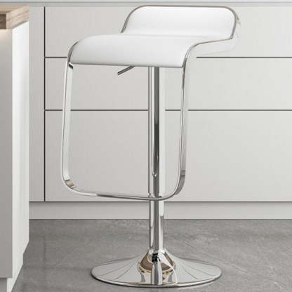 Scandinavian PU Leather Low-Back Bar Stool — Blue