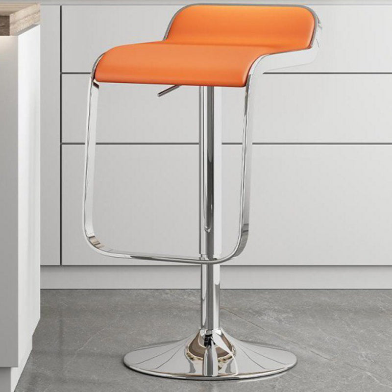 Scandinavian PU Leather Low-Back Bar Stool