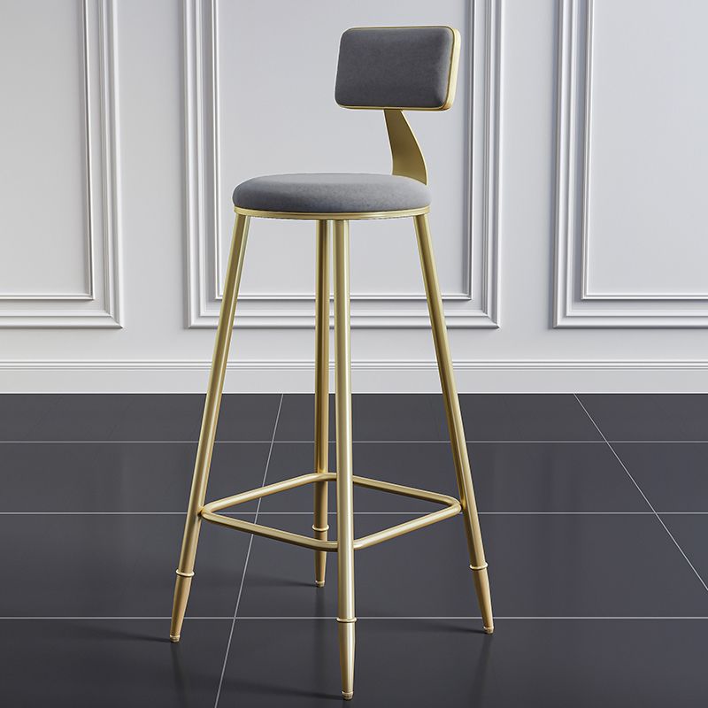Minimalist Velvet Metal Low-Back Bar Stool — Green