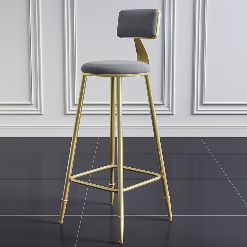 Minimalist Velvet Metal Low-Back Bar Stool — Green