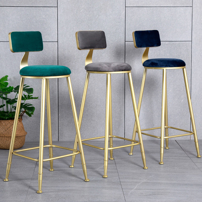 Minimalist Velvet Metal Low-Back Bar Stool
