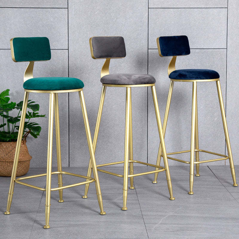 Minimalist Velvet Metal Low-Back Bar Stool