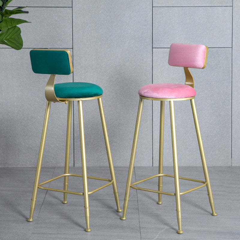 Minimalist Velvet Metal Low-Back Bar Stool