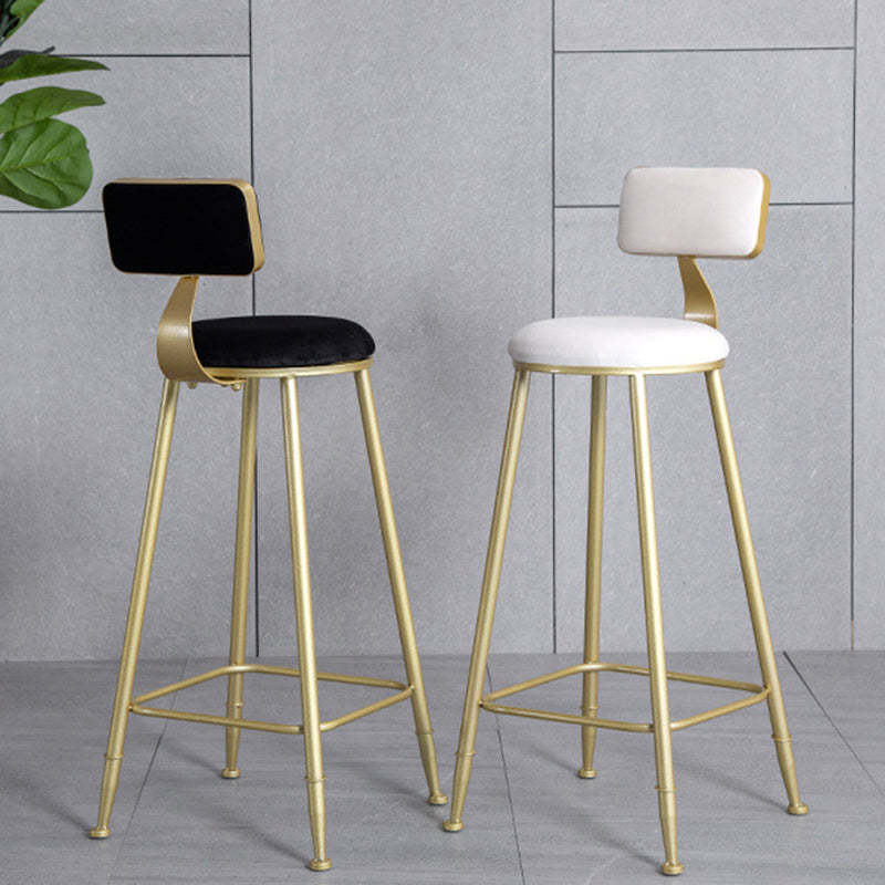 Minimalist Velvet Metal Low-Back Bar Stool
