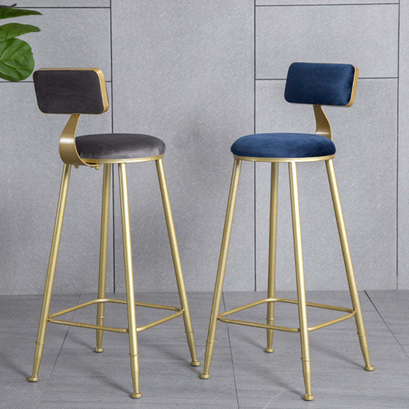 Minimalist Velvet Metal Low-Back Bar Stool
