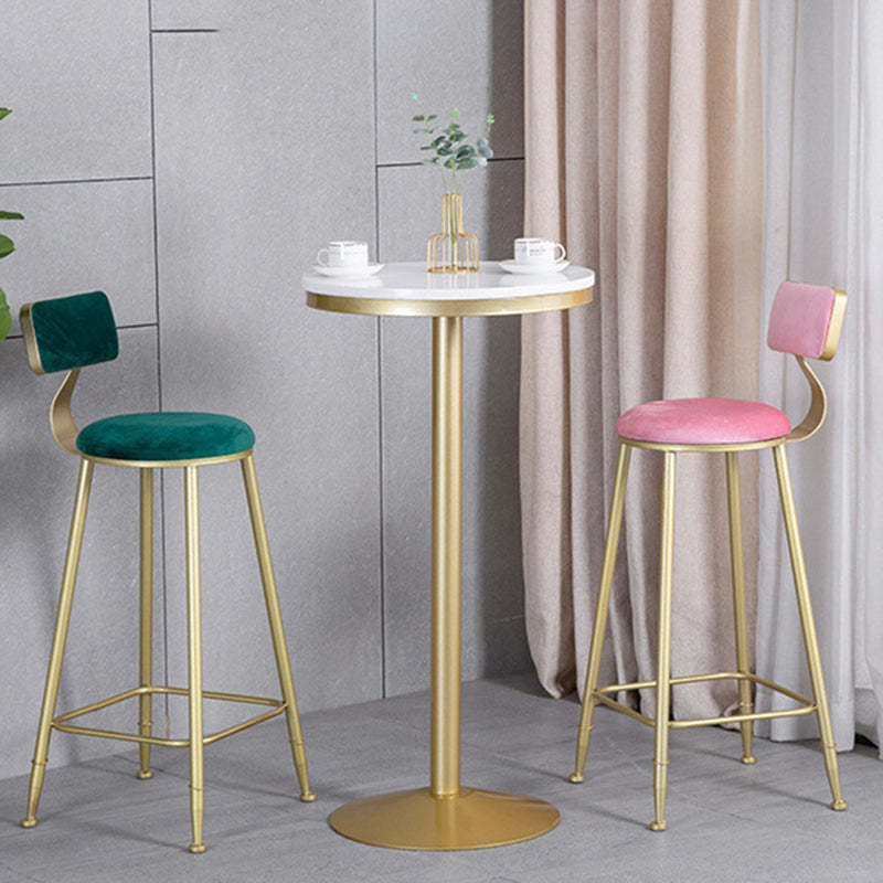 Minimalist Velvet Metal Low-Back Bar Stool