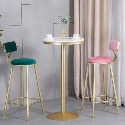 Minimalist Velvet Metal Low-Back Bar Stool