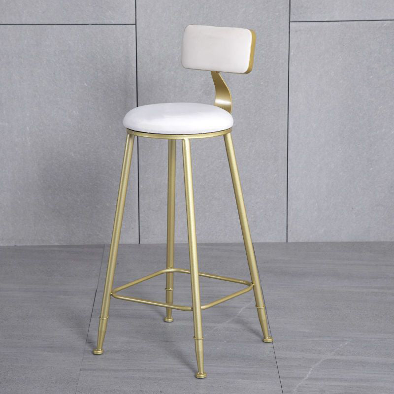 Minimalist Velvet Metal Low-Back Bar Stool