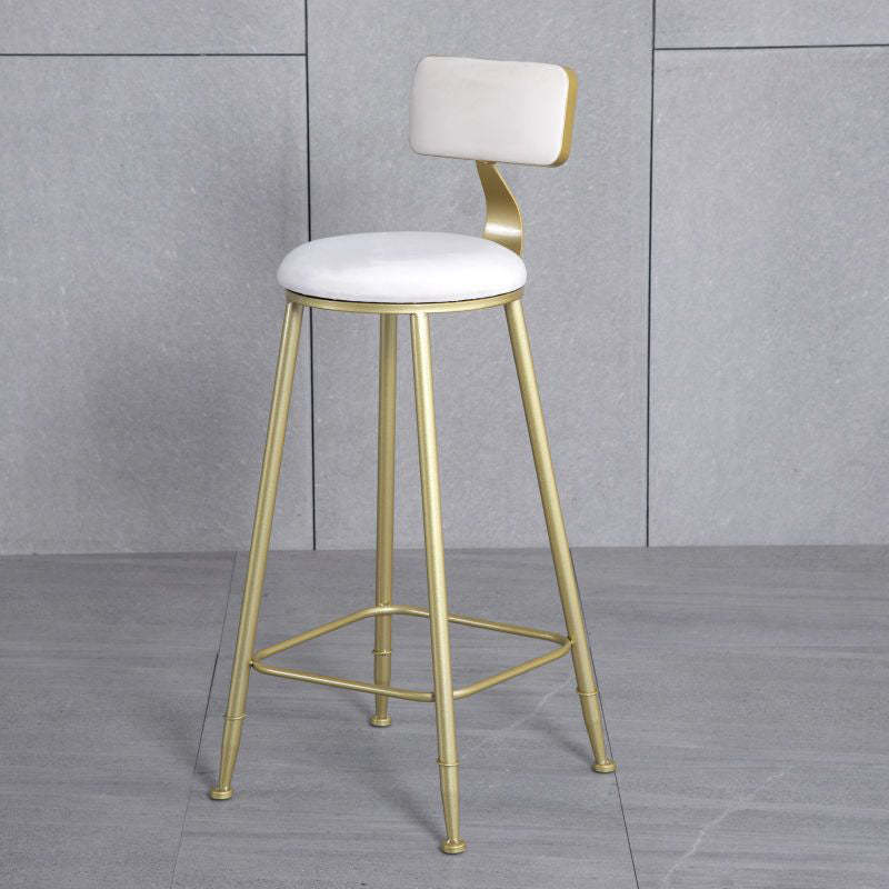Minimalist Velvet Metal Low-Back Bar Stool